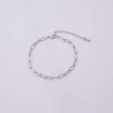 Charm Bar Bracelet 14k PVD Ion Plated Silver Bracelet Paperclip Chain 4x10mm