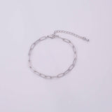 Charm Bar Bracelet 14k PVD Ion Plated Silver Bracelet Paperclip Chain 4x10mm