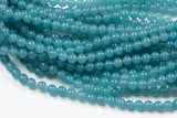 Blue - JADE Smooth Round- 6mm 8mm 10mm 12mm-Full Strand 15.5 inch Strand AAA Quality
