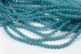 Blue - JADE Smooth Round- 6mm 8mm 10mm 12mm-Full Strand 15.5 inch Strand AAA Quality