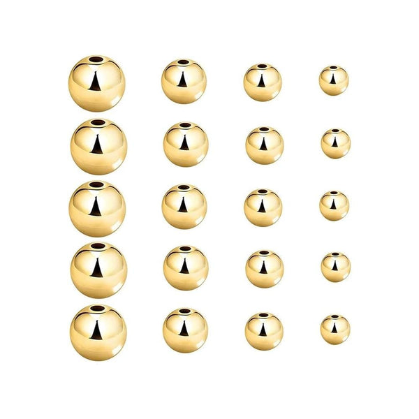 18K Gold Beads PVD Ion Plated Tarnish Resistant 3mm 4mm 5mm 6mm 8mm Gold Beads Brass Spacer Beads Plain Seemless Gold Brass Beads 200 pieces