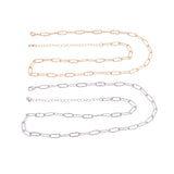 18" Silver Necklace Hammered Paperclip Necklace 4x11mm 14k Gold PVD Ion Plated