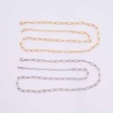 16" 14k Gold PVD Ion Plated Necklace Charm Bar Necklace Paperclip Necklace 4x10mm