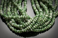 Natural Green Dalmation, High Quality in Faceted Roundel, 4mm Gemstone Beads