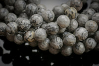 Natural Gray Picture Jasper, High Quality in Faceted Round, 6-10mm Gemstone Beads