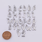 Silver Alphabet initial letter letters initial charm bracelet necklace for diy jewelry making supply approx 8x12mm