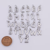 Silver Alphabet initial letter letters initial charm bracelet necklace for diy jewelry making supply approx 8x12mm
