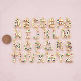 Alphabet letters ABC charm multicolor cz rhinestones 18k Gold Filled Charm Bar Bracelets and Necklaces Silver Pave CZ Minimalist Charms