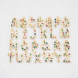 Alphabet letters ABC charm multicolor cz rhinestones 18k Gold Filled Charm Bar Bracelets and Necklaces Silver Pave CZ Minimalist Charms