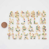 Alphabet letters ABC charm multicolor cz rhinestones 18k Gold Filled Charm Bar Bracelets and Necklaces Silver Pave CZ Minimalist Charms