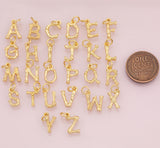 Alphabet letters ABC charm 18k Gold Filled Charm Bar Bracelets and Necklaces Silver Pave CZ Minimalist Charms