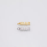 BRAVE word charm 18k Gold Filled Charm Bar Bracelets and Necklaces Silver Pave CZ Minimalist Charms