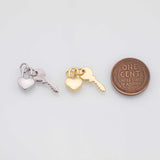 Key and heart lock charm 18k Gold Filled Charm Bar Bracelets and Necklaces Silver Pave CZ Minimalist Charms