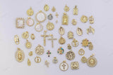 18K gold filled charms charm religious christian - crosses crucifix catholic jesus mary maria saint benedict san benito cross angel 14/20 gf