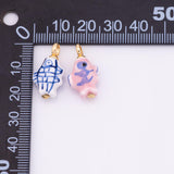 Ceramic Fish Charm Gold Filled Colorful ceramic charms handmade painted porcelain vintage necklace bracelet jewelry supply