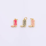 Cowboy Cowgirl Boots Western Charm 9x15mm 18K Gold Filled for Charm Bar Bracelets and Necklaces White Gold Silver Pave CZ Minimalist Charms