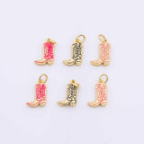 Cowboy Cowgirl Boots Western Charm 9x15mm 18K Gold Filled for Charm Bar Bracelets and Necklaces White Gold Silver Pave CZ Minimalist Charms