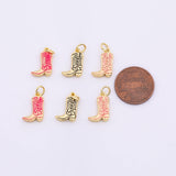 Cowboy Cowgirl Boots Western Charm 9x15mm 18K Gold Filled for Charm Bar Bracelets and Necklaces White Gold Silver Pave CZ Minimalist Charms