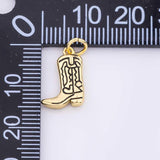 Cowboy Cowgirl Boots Western Charm 9x15mm 18K Gold Filled for Charm Bar Bracelets and Necklaces White Gold Silver Pave CZ Minimalist Charms