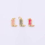 Cowboy Cowgirl Boots Western Charm 9x15mm 18K Gold Filled for Charm Bar Bracelets and Necklaces White Gold Silver Pave CZ Minimalist Charms
