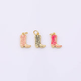 Cowboy Cowgirl Boots Western Charm 9x15mm 18K Gold Filled for Charm Bar Bracelets and Necklaces White Gold Silver Pave CZ Minimalist Charms