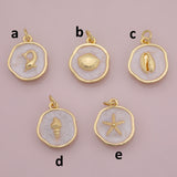 Enamel Ocean beach charm selection fish clam shell puka star fish 18K Gold Filled for Charm Bar Bracelets and Necklaces CZ Minimalist Charms