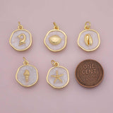 Enamel Ocean beach charm selection fish clam shell puka star fish 18K Gold Filled for Charm Bar Bracelets and Necklaces CZ Minimalist Charms