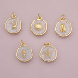 Enamel Ocean beach charm selection fish clam shell puka star fish 18K Gold Filled for Charm Bar Bracelets and Necklaces CZ Minimalist Charms