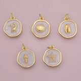 Enamel Ocean beach charm selection fish clam shell puka star fish 18K Gold Filled for Charm Bar Bracelets and Necklaces CZ Minimalist Charms