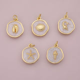 Enamel Ocean beach charm selection fish clam shell puka star fish 18K Gold Filled for Charm Bar Bracelets and Necklaces CZ Minimalist Charms