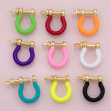 Horseshoe U Clasp carabiner screw clasp enamel colors 18K Gold Filled for Charm Bar Bracelets and Necklaces Charms
