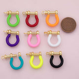 Horseshoe U Clasp carabiner screw clasp enamel colors 18K Gold Filled for Charm Bar Bracelets and Necklaces Charms