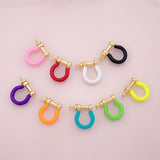 Horseshoe U Clasp carabiner screw clasp enamel colors 18K Gold Filled for Charm Bar Bracelets and Necklaces Charms