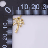Palm Tree Coconut Tree Charm 11x14mm 18K Gold Filled for Charm Bar Bracelets and Necklaces White Gold Silver Pave CZ Minimalist Charms