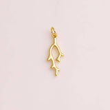 Tree Branch Coral Seaweed Charm 10x18mm Ocean Beach Nature 22k Gold Filled Charms Bracelet Necklace Pendant Minimalist Charms CZ Pave