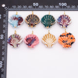 Ceramic Sea Shell Charm Colorful ceramic clam oyster shell charms handmade painted porcelain vintage necklace bracelet jewelry making supply