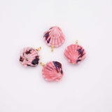 Ceramic Sea Shell Charm Colorful ceramic clam oyster shell charms handmade painted porcelain vintage necklace bracelet jewelry making supply
