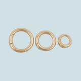 18k Gold Filled Round Carabiner Clasp 11mm 15mm 18mm, Carabiner Lock Connector, Spring Push Gate for DIY Jewelry Finding Necklace Bracelet