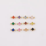 5mm 18K gold filled birthstone connectors solitaire diamond square connector charms round made in usa 1420 14/20 gold filled
