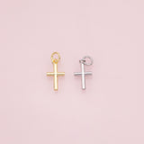 Plain cross charm 18K Gold Filled Silver for Charm Bar Bracelets and Necklaces Charms Gold Filled Charms