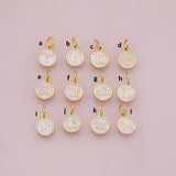 Zodiac Signs Horoscope white enamel Charms 18K Gold Filled for Charm Bar Bracelets and Necklaces Gold Pave CZ Minimalist Charms