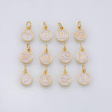 Zodiac Signs Horoscope white enamel Charms 18K Gold Filled for Charm Bar Bracelets and Necklaces Gold Pave CZ Minimalist Charms