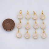 Zodiac Signs Horoscope white enamel Charms 18K Gold Filled for Charm Bar Bracelets and Necklaces Gold Pave CZ Minimalist Charms