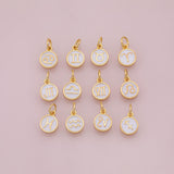 Zodiac Signs Horoscope white enamel Charms 18K Gold Filled for Charm Bar Bracelets and Necklaces Gold Pave CZ Minimalist Charms