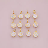 Zodiac Signs Horoscope white enamel Charms 18K Gold Filled for Charm Bar Bracelets and Necklaces Gold Pave CZ Minimalist Charms
