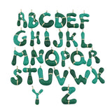 Gold letter Charms,18K Gold Filled Enamel letter Pendant,Green initial Charm Bracelet Necklace for DIY Jewelry Making Supply Bubbly Alphabet
