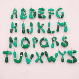 Gold letter Charms,18K Gold Filled Enamel letter Pendant,Green initial Charm Bracelet Necklace for DIY Jewelry Making Supply Bubbly Alphabet