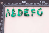 Gold letter Charms,18K Gold Filled Enamel letter Pendant,Green initial Charm Bracelet Necklace for DIY Jewelry Making Supply Bubbly Alphabet