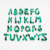 Gold letter Charms,18K Gold Filled Enamel letter Pendant,Green initial Charm Bracelet Necklace for DIY Jewelry Making Supply Bubbly Alphabet