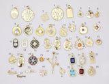 18K gold filled charms selection charm pave cz 18K gf bracelet necklace! sunflower flower rose wreath 1420 14/20 gold filled
